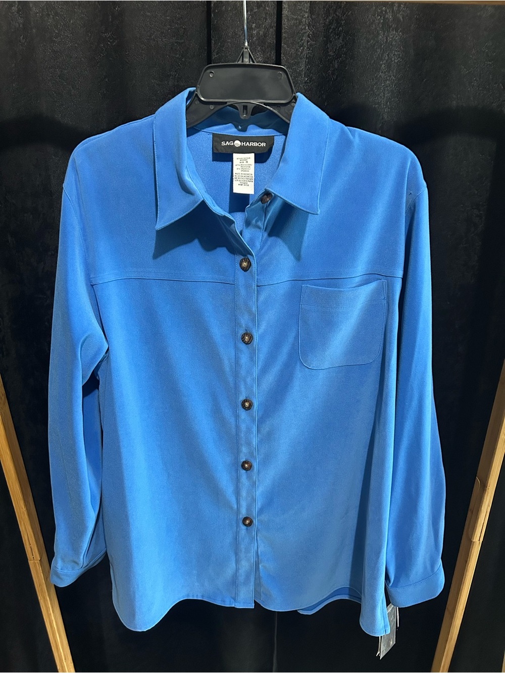 Sag Harbor Bright Blue Button-Front Shirt